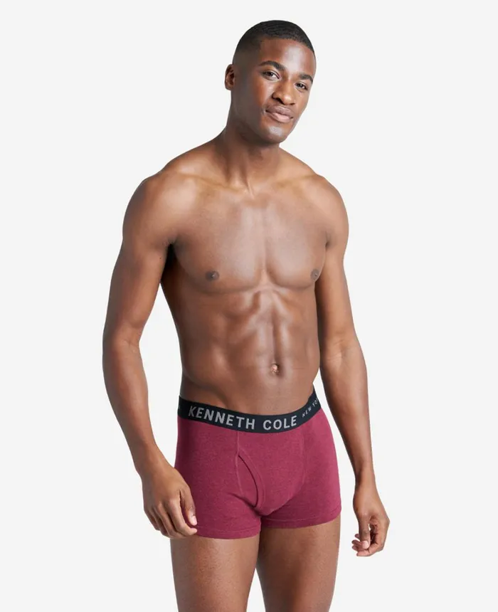 Kenneth Cole Underwear and Loungewear Men CottonStretch Trunks 3Pack Blackheather Cabernetheather Grey Kenneth Cole Underwear and Loungewear Men CottonStretch Trunks 3Pack Blackheather Cabernetheather Grey