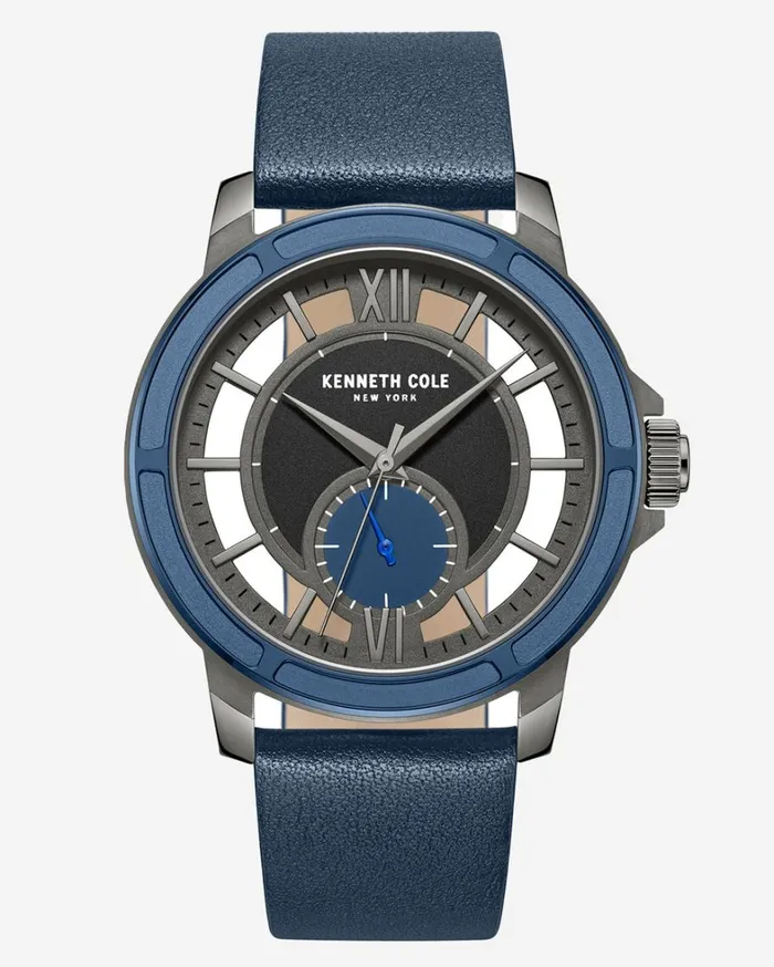 Kenneth Cole Watches Men Kenneth Cole New York Transparency Blue Leather Watch Blue Dark Kenneth Cole Watches Men Kenneth Cole New York Transparency Blue Leather Watch Blue Dark