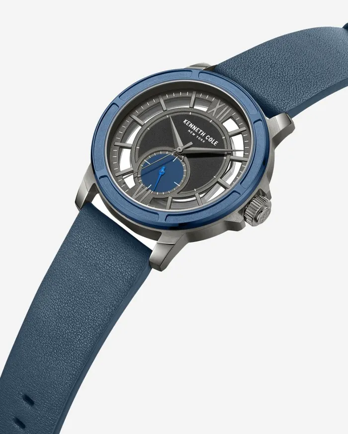 Kenneth Cole Watches Men Kenneth Cole New York Transparency Blue Leather Watch Blue Dark Kenneth Cole Watches Men Kenneth Cole New York Transparency Blue Leather Watch Blue Dark