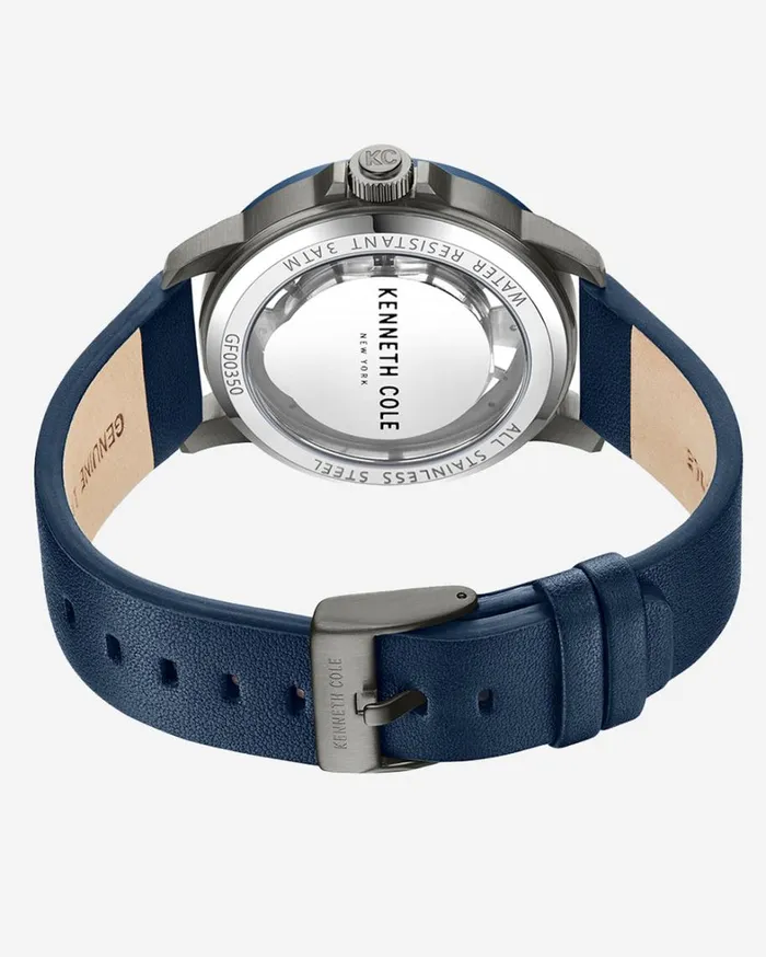 Kenneth Cole Watches Men Kenneth Cole New York Transparency Blue Leather Watch Blue Dark Kenneth Cole Watches Men Kenneth Cole New York Transparency Blue Leather Watch Blue Dark