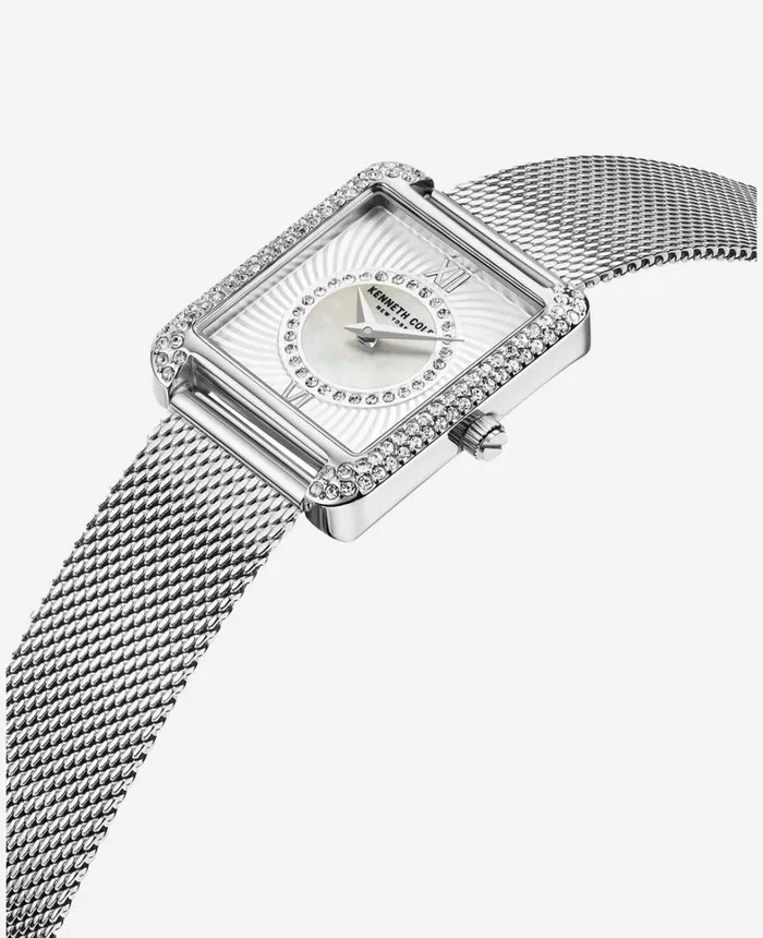 Kenneth Cole Watches Women Automatic CrystalEmbellished Water Resistant Mesh Strap Watch Silver Kenneth Cole Watches Women Automatic CrystalEmbellished Water Resistant Mesh Strap Watch Silver