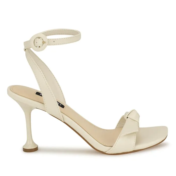 Kensta Bow Sandals Chic Cream Women Nine West Mid Heels
