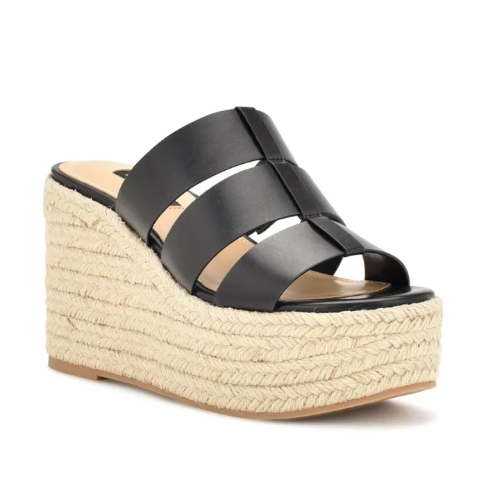 Keran Espadrille Slide Sandals Black Women Nine West Sandals Keran Espadrille Slide Sandals Black Women Nine West Sandals