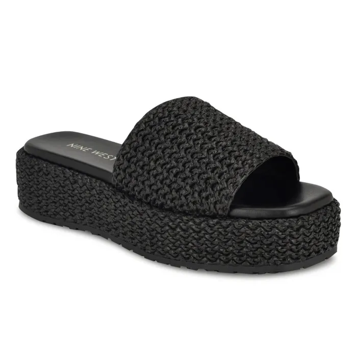 Keziah Flatform Slide Sandals Black Women Nine West Low Heel Keziah Flatform Slide Sandals Black Women Nine West Low Heel