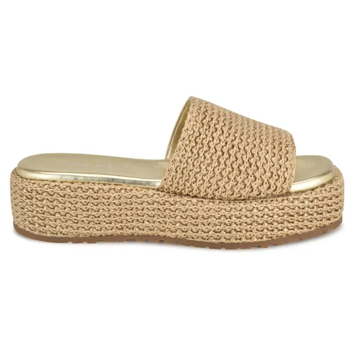 Keziah Flatform Slide Sandals Platino Women Nine West Low Heel