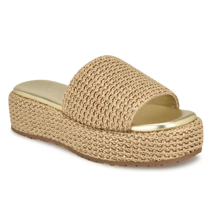 Keziah Flatform Slide Sandals Platino Women Nine West Low Heel Keziah Flatform Slide Sandals Platino Women Nine West Low Heel