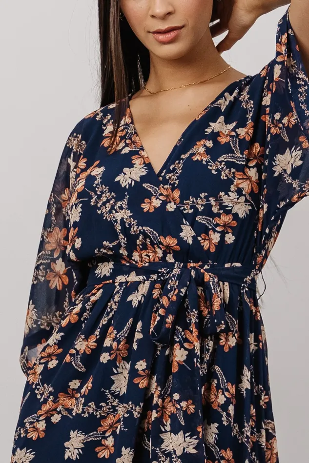 Kia Kimono Maxi Dress Dark Blue Floral Women Baltic Born Mother Of The Bride