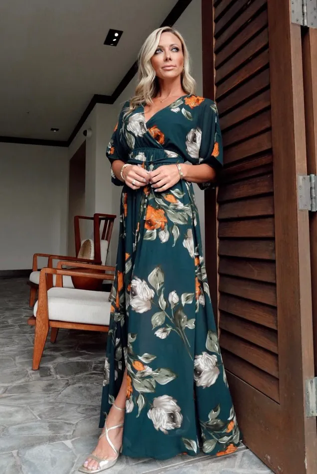 Kia Kimono Maxi Dress Deep Topaz Floral Women Baltic Born Mother Of The Bride Kia Kimono Maxi Dress Deep Topaz Floral Women Baltic Born Mother Of The Bride