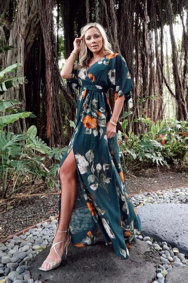 Kia Kimono Maxi Dress Deep Topaz Floral Women Baltic Born Mother Of The Bride Kia Kimono Maxi Dress Deep Topaz Floral Women Baltic Born Mother Of The Bride