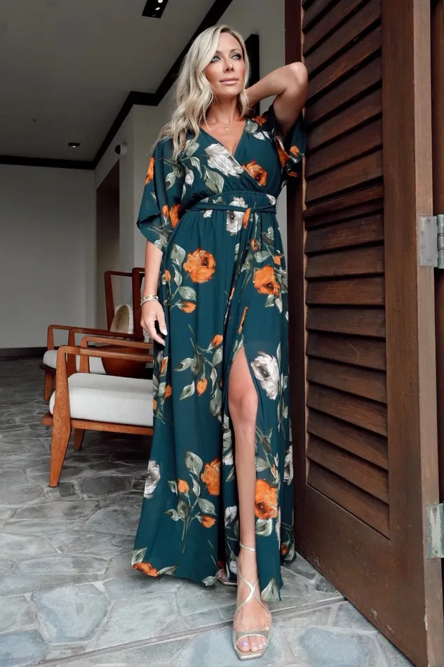 Kia Kimono Maxi Dress Deep Topaz Floral Women Baltic Born Mother Of The Bride Kia Kimono Maxi Dress Deep Topaz Floral Women Baltic Born Mother Of The Bride