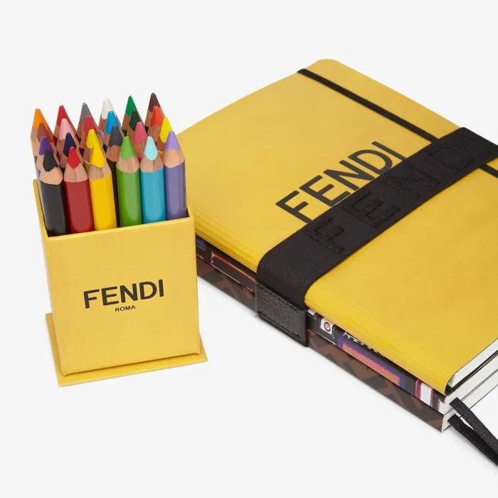 Kids Back To School Set With Multicolour Notebooks Coloured Pencils Fendi Accessories
