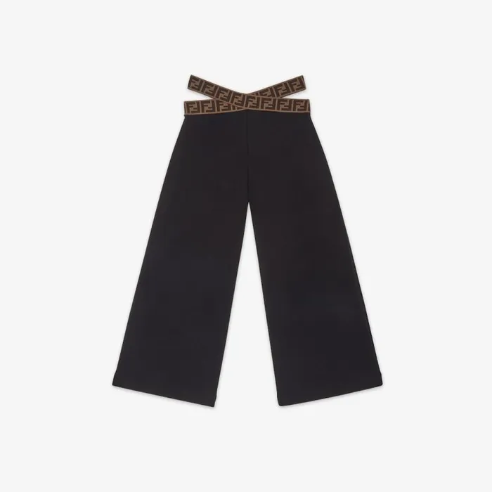 Kids Black Fleece Trousers With Ff Elastic Black Fendi Ready To Wear