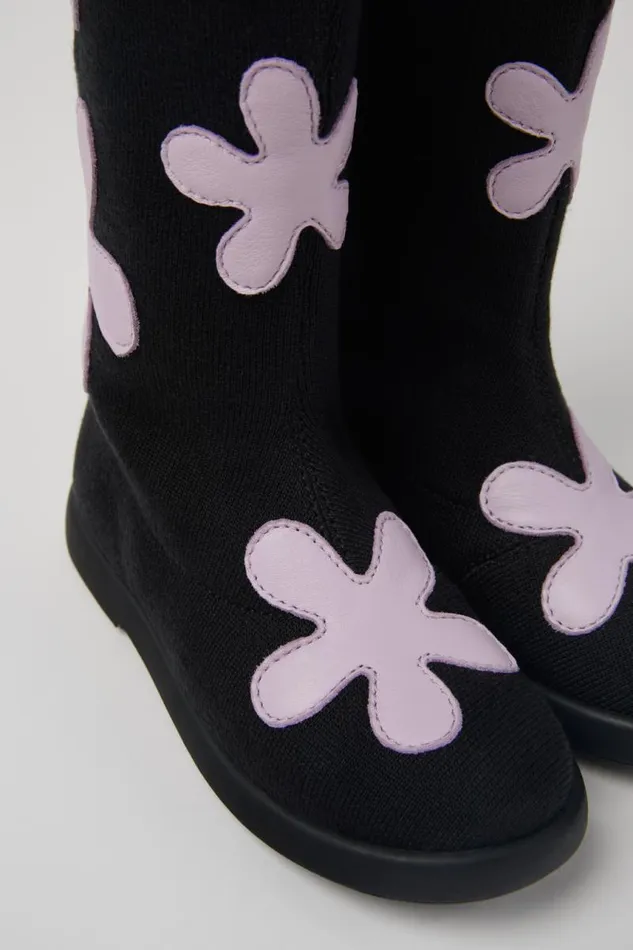 Kids Camper Boots Duet Black And Purple TENCEL Lyocellleather Boots