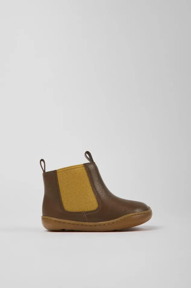 Kids Camper Boots Peu Brown Leather Boots For Kids Kids Camper Boots Peu Brown Leather Boots For Kids