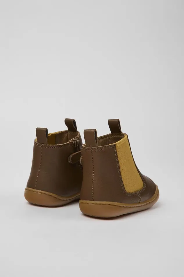 Kids Camper Boots Peu Brown Leather Boots For Kids Kids Camper Boots Peu Brown Leather Boots For Kids