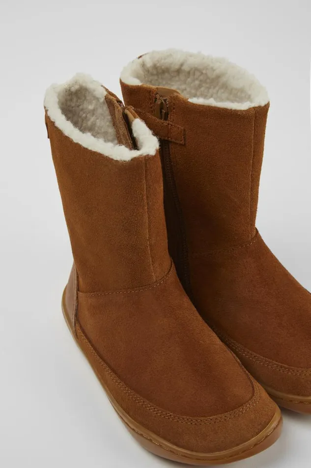 Kids Camper Boots Peu Brown Nubuck And Leather Boots