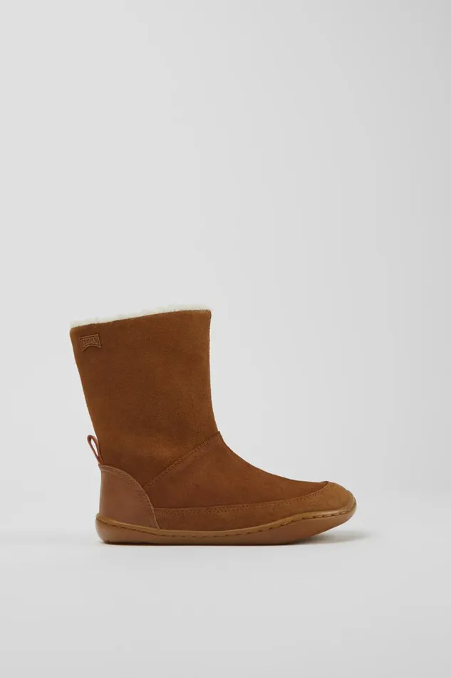 Kids Camper Boots Peu Brown Nubuck And Leather Boots