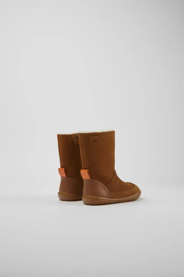 Kids Camper Boots Peu Brown Nubuck And Leather Boots