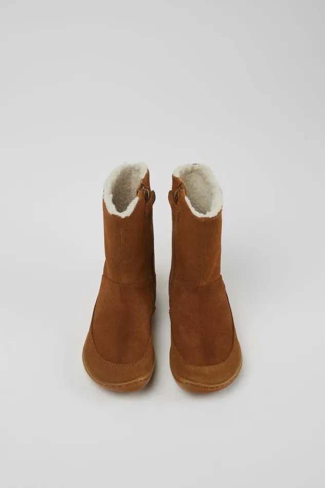 Kids Camper Boots Peu Brown Nubuck And Leather Boots