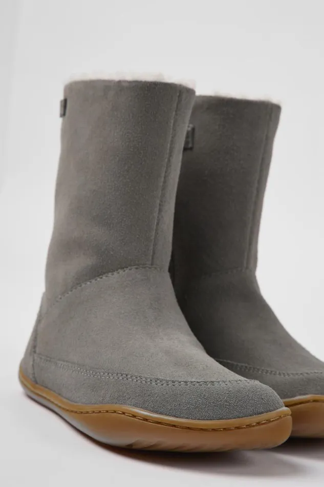 Kids Camper Boots Peu Gray Nubuck Boots For Kids