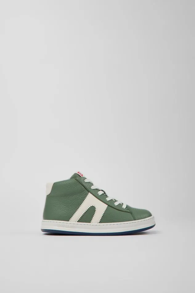 Kids Camper Boots Runner Green And White Leather Ankle Boots For Kids Kids Camper Boots Runner Green And White Leather Ankle Boots For Kids