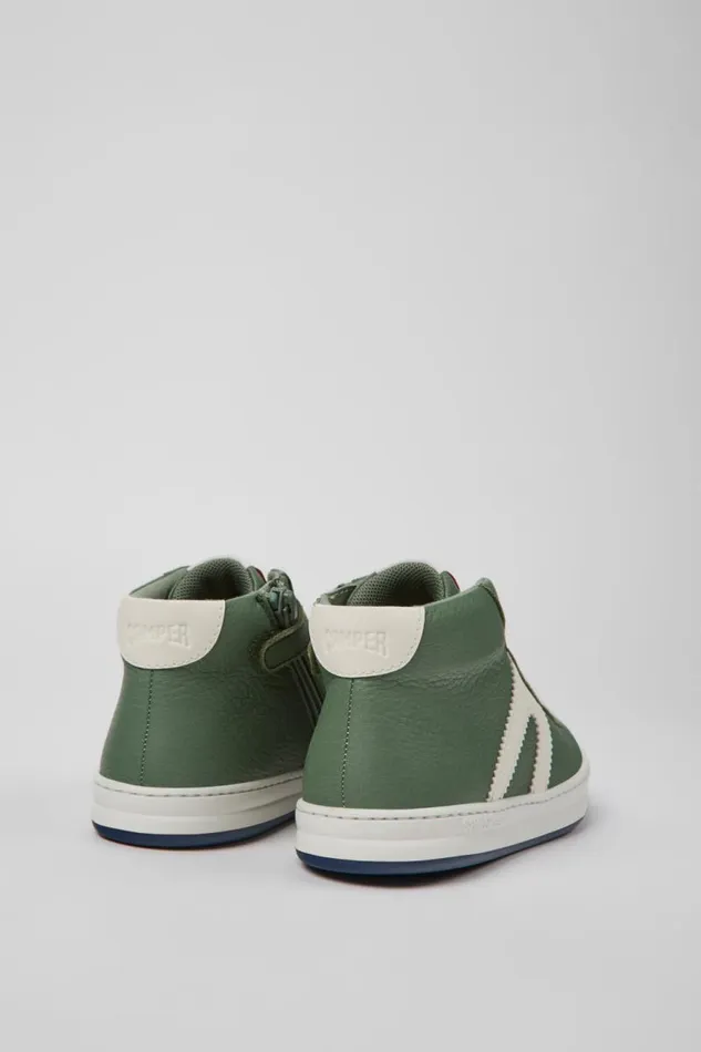 Kids Camper Boots Runner Green And White Leather Ankle Boots For Kids Kids Camper Boots Runner Green And White Leather Ankle Boots For Kids
