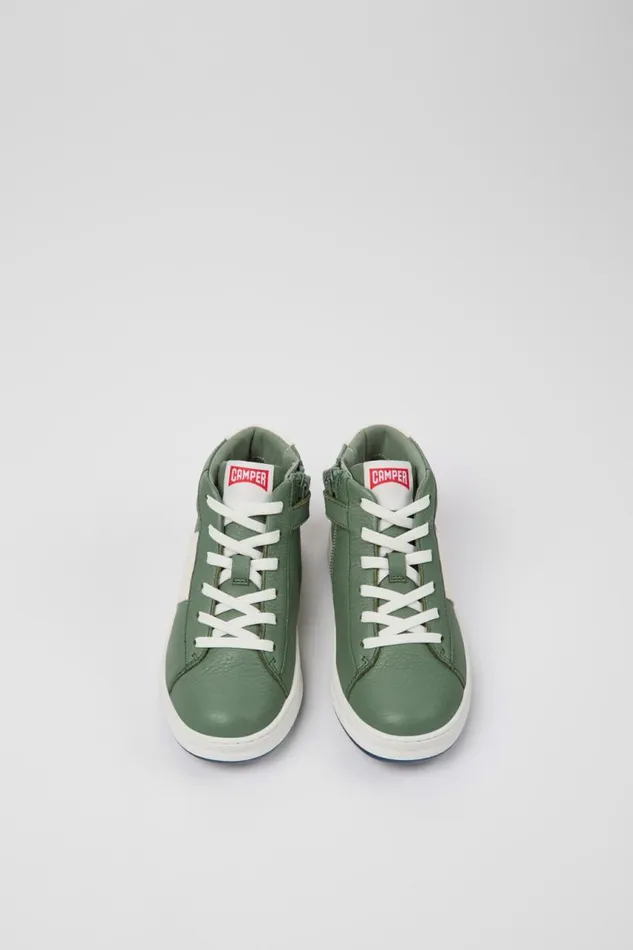 Kids Camper Boots Runner Green And White Leather Ankle Boots For Kids Kids Camper Boots Runner Green And White Leather Ankle Boots For Kids