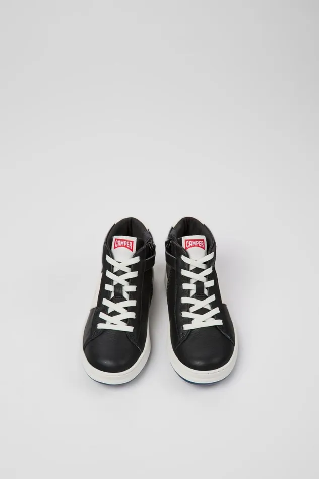 Kids Camper School Shoes Runner Black And White Leather Sneakers For Kids Kids Camper School Shoes Runner Black And White Leather Sneakers For Kids