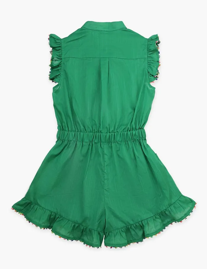 Kids Clothing Zimmermann Junie Frill Playsuit Green
