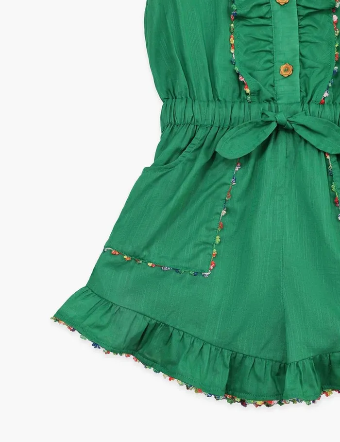 Kids Clothing Zimmermann Junie Frill Playsuit Green