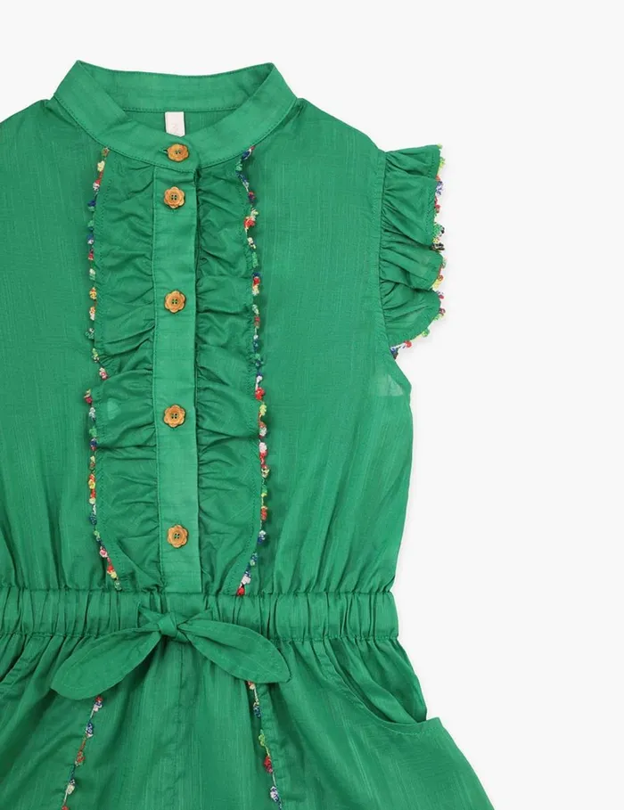 Kids Clothing Zimmermann Junie Frill Playsuit Green
