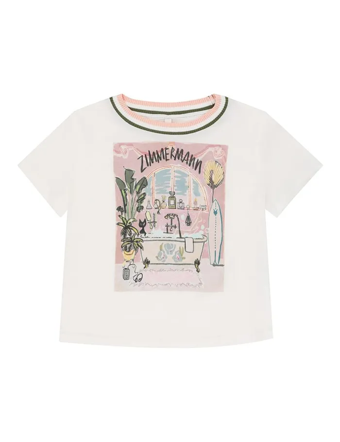 Kids Clothing Zimmermann Ottie Printed Kids Tee Ivory