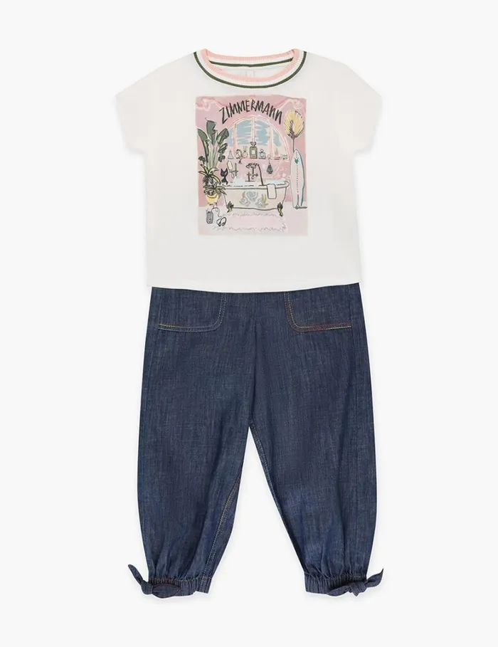 Kids Clothing Zimmermann Ottie Printed Kids Tee Ivory