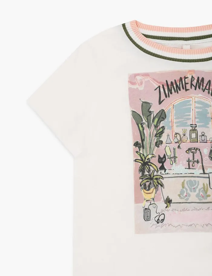 Kids Clothing Zimmermann Ottie Printed Kids Tee Ivory