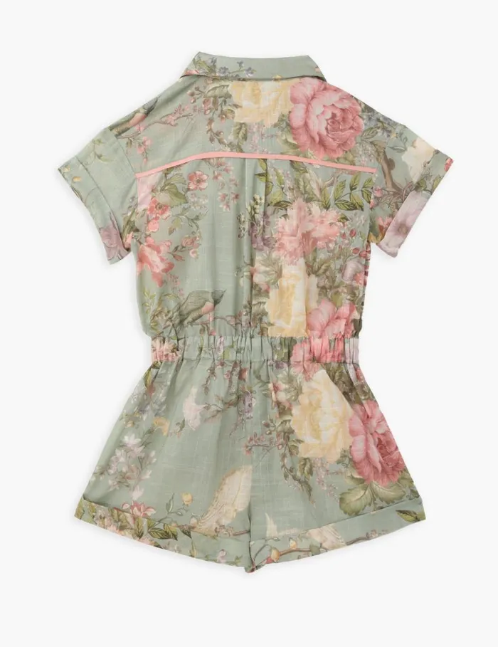Kids Clothing Zimmermann Waverly Pocket Detail Playsuit Sage Floral