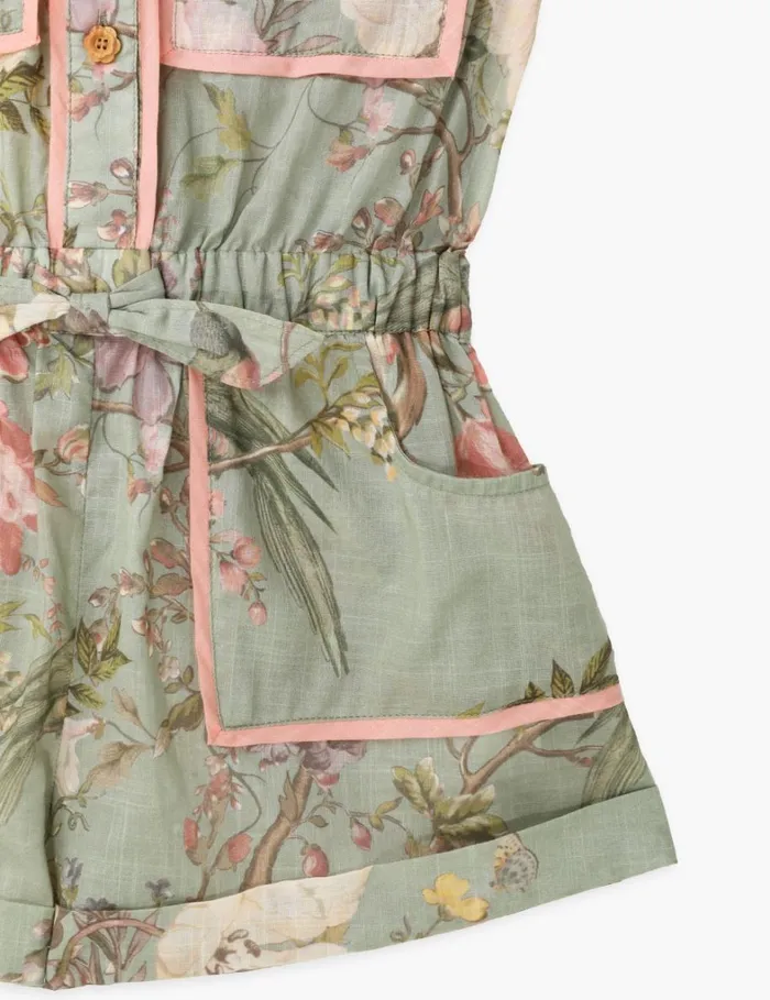 Kids Clothing Zimmermann Waverly Pocket Detail Playsuit Sage Floral