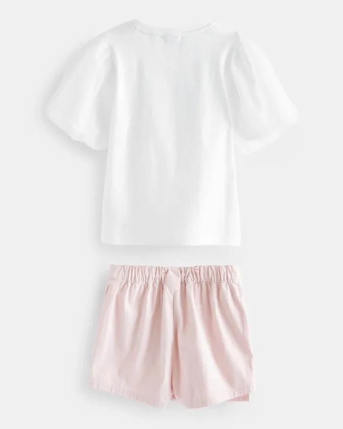 Kids ELDOEEY 8211 Puff Sleeve TShirt And Skort Set Pink Ted Baker Playsuits and Sets Kids ELDOEEY 8211 Puff Sleeve TShirt And Skort Set Pink Ted Baker Playsuits and Sets