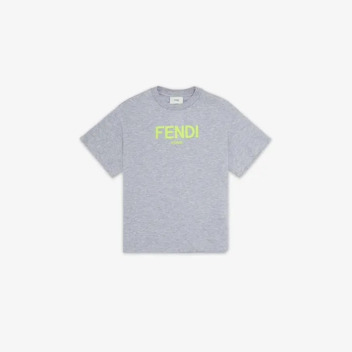 Kids Grey Jersey Junior TShirt With Neon Print Grey Fendi Ready To Wear