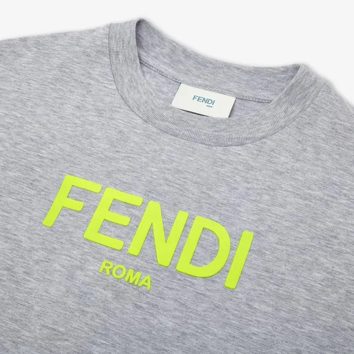 Kids Grey Jersey Junior TShirt With Neon Print Grey Fendi Ready To Wear
