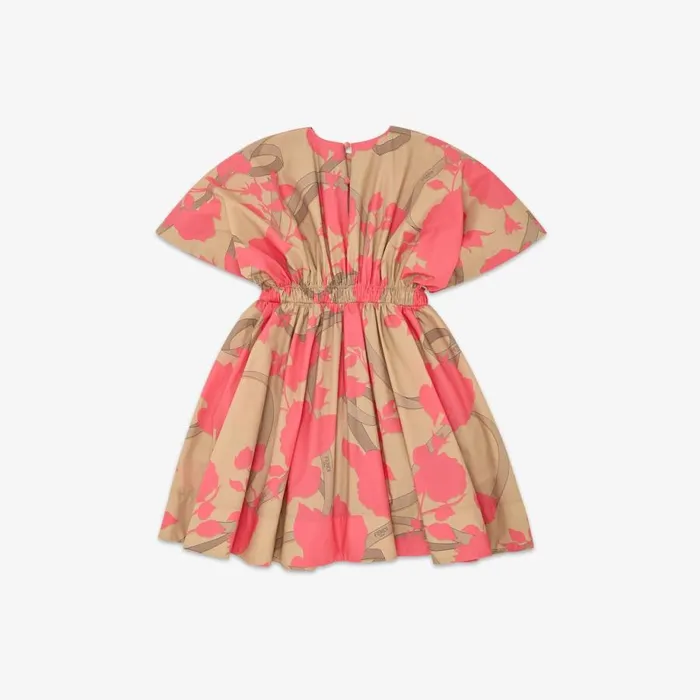 Kids Multicolour Printed Poplin Dress Multicolour Fendi Ready To Wear