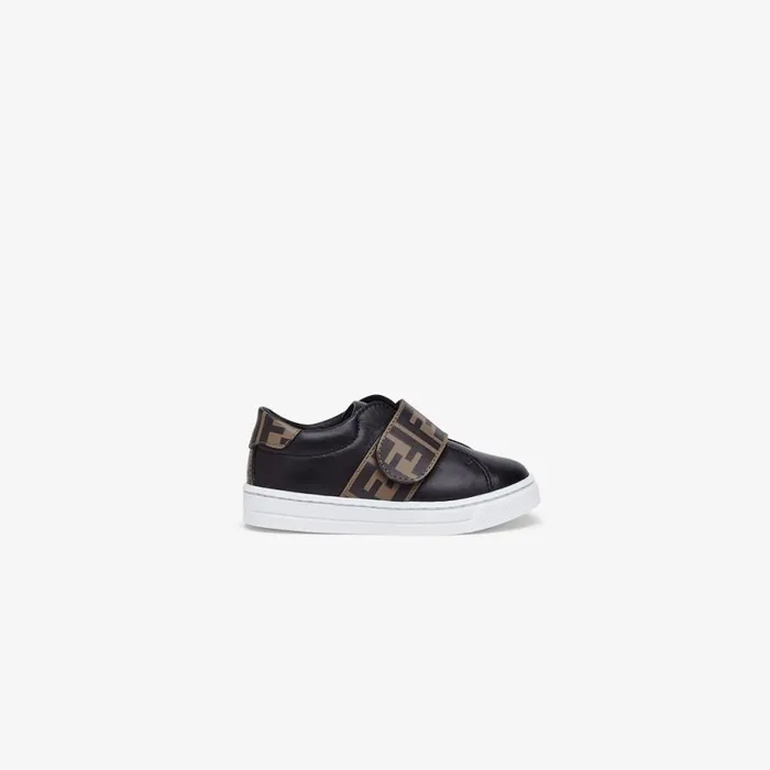 Kids Nappa Leather Unisex Junior Sneakers Black Fendi Baby Girl