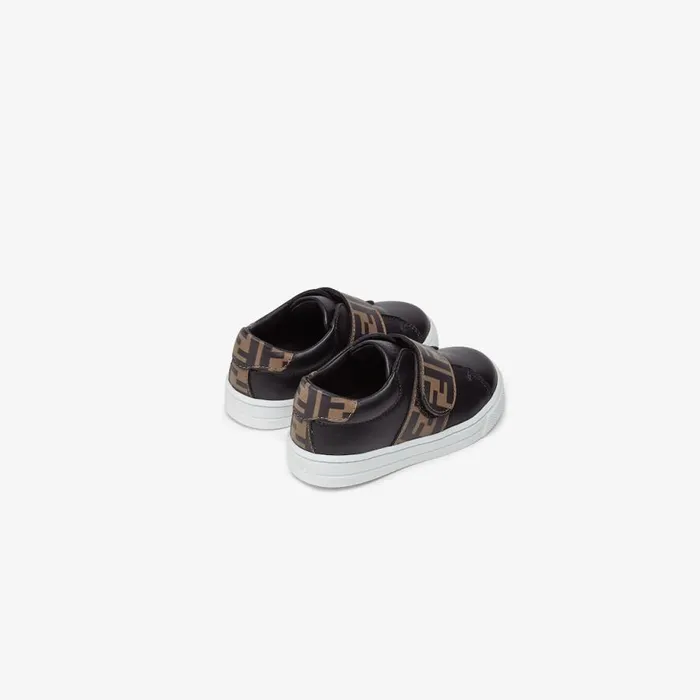 Kids Nappa Leather Unisex Junior Sneakers Black Fendi Baby Girl