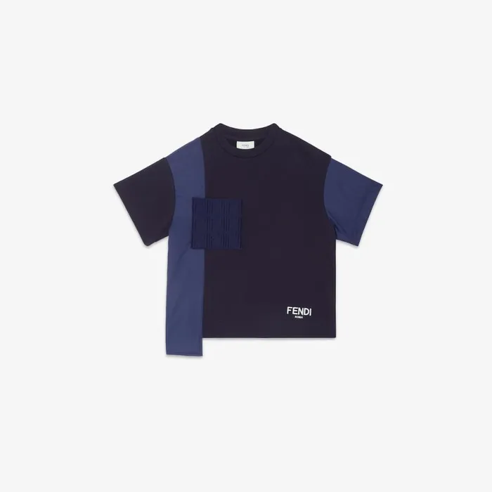 Kids Navy Blue Cotton And Nylon TShirt Blue Fendi Ready To Wear