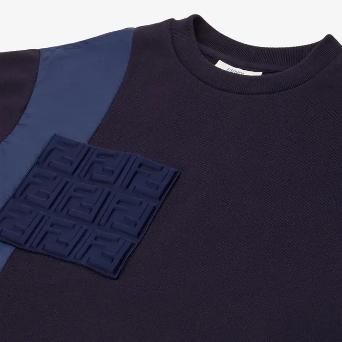 Kids Navy Blue Cotton And Nylon TShirt Blue Fendi Ready To Wear