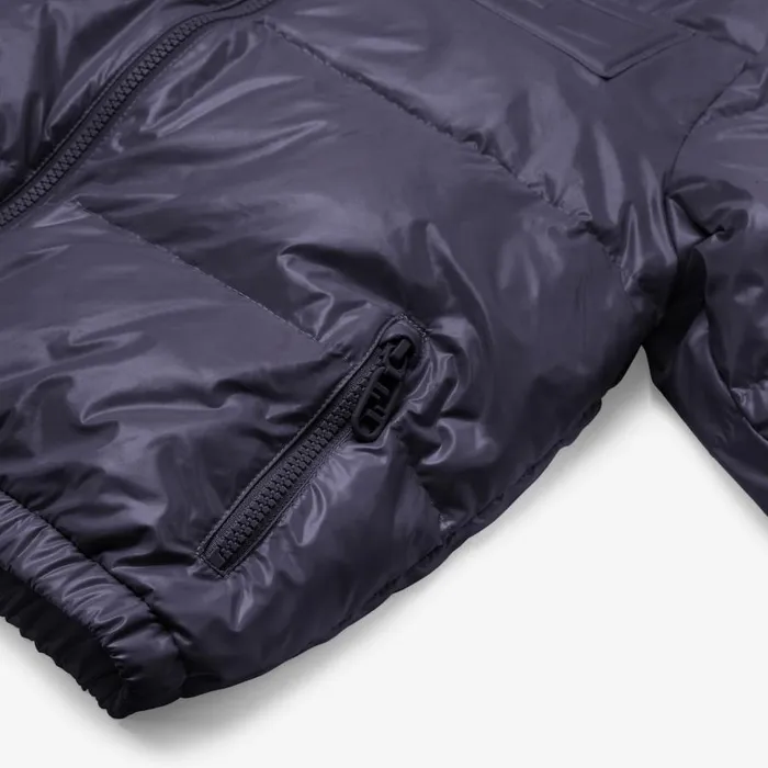 Kids Navy Blue Nylon Baguette DownPadded Bomber Jacket Blue Fendi Ready To Wear