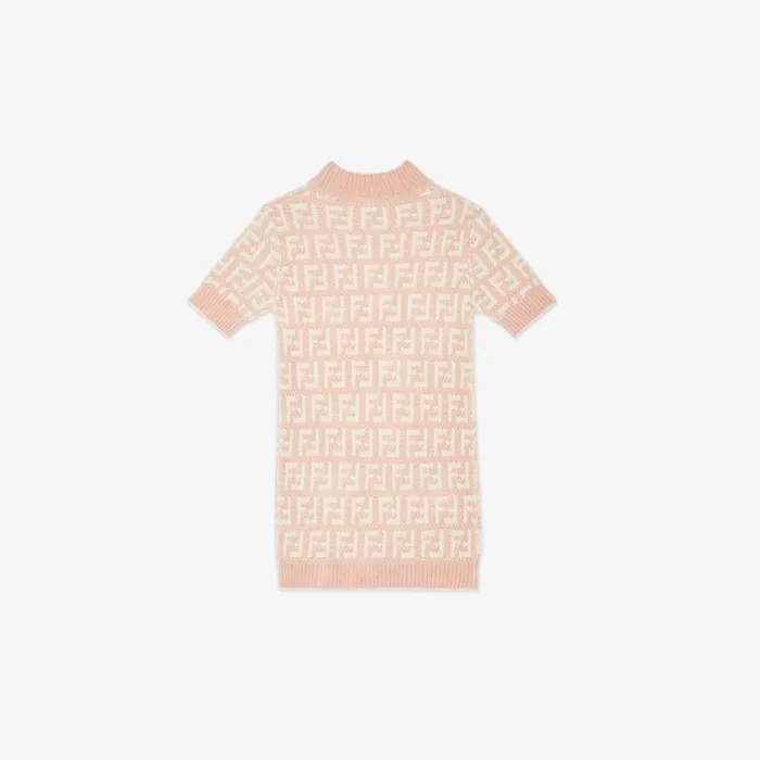 Kids Pink And Cream Chenille Mini Dress Pink Fendi Ready To Wear