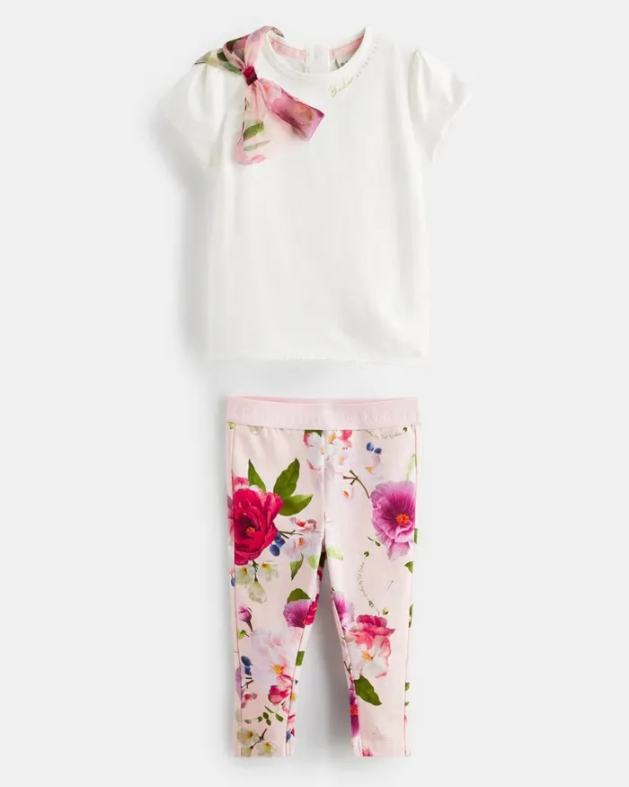 Kids SCARLTE 8211 Organza Bow TShirt And Print Leggings Set Pink Ted Baker Playsuits and Sets Kids SCARLTE 8211 Organza Bow TShirt And Print Leggings Set Pink Ted Baker Playsuits and Sets