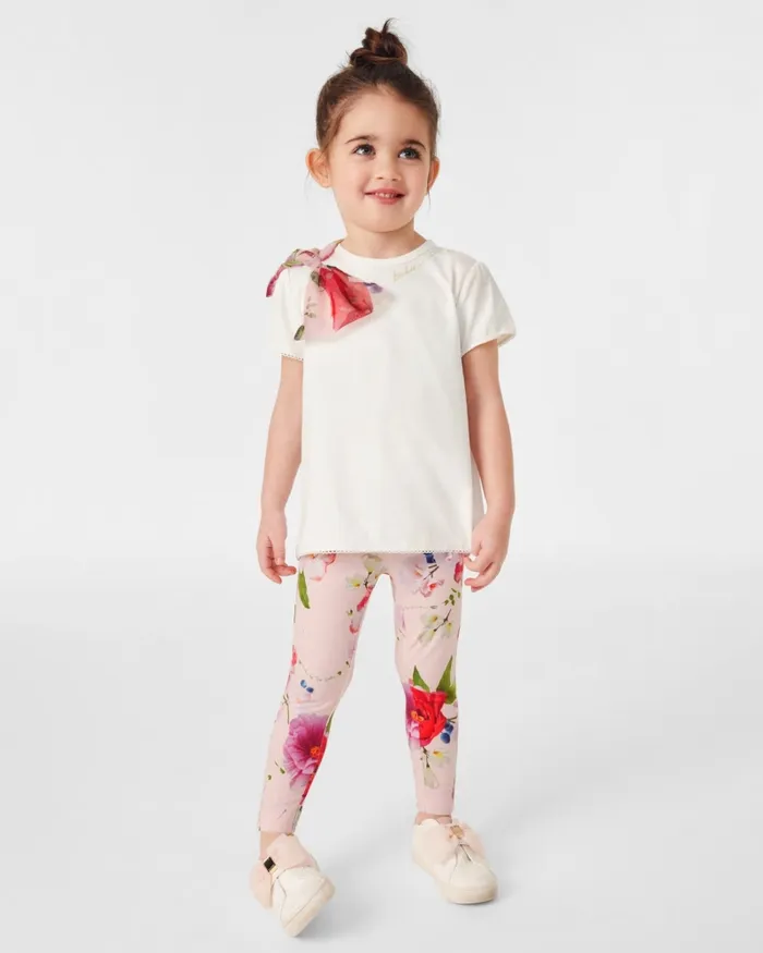 Kids SCARLTE 8211 Organza Bow TShirt And Print Leggings Set Pink Ted Baker Playsuits and Sets Kids SCARLTE 8211 Organza Bow TShirt And Print Leggings Set Pink Ted Baker Playsuits and Sets