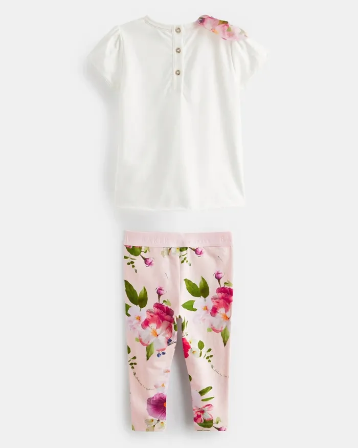 Kids SCARLTE 8211 Organza Bow TShirt And Print Leggings Set Pink Ted Baker Playsuits and Sets Kids SCARLTE 8211 Organza Bow TShirt And Print Leggings Set Pink Ted Baker Playsuits and Sets