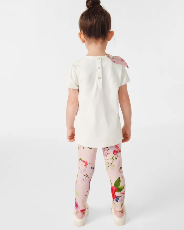 Kids SCARLTE 8211 Organza Bow TShirt And Print Leggings Set Pink Ted Baker Playsuits and Sets Kids SCARLTE 8211 Organza Bow TShirt And Print Leggings Set Pink Ted Baker Playsuits and Sets
